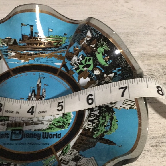 Vintage Walt Disney World 70s Glass Candy Dish Ashtray Plate Bowl Magic Kingdom - Picture 4 of 4